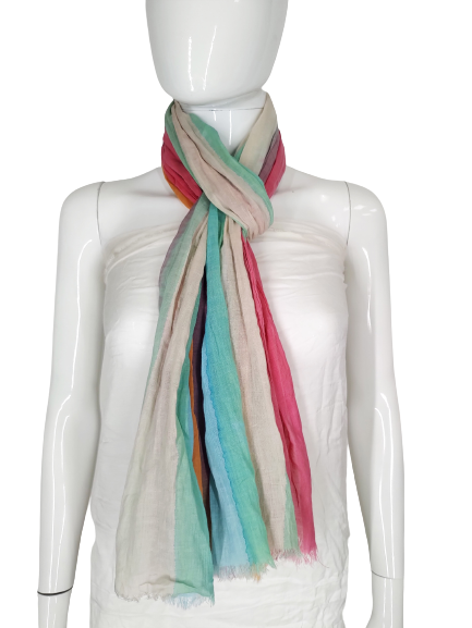 COOL COTTON NARROW WIDTH SCARF-GREEN AND PINK
