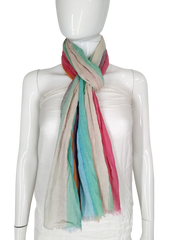 COOL COTTON NARROW WIDTH SCARF-GREEN AND PINK