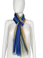 COOL COTTON NARROW WIDTH SCARF- BLUE AND YELLOW
