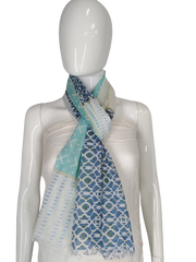 COOL COTTON NARROW WIDTH SCARF-blue and green