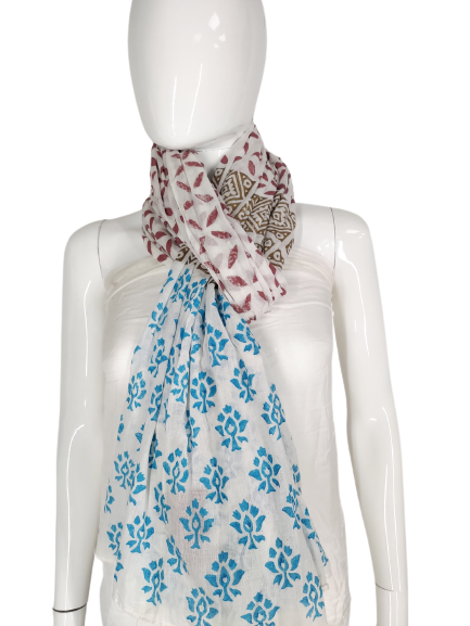 COOL COTTON NARROW WIDTH SCARF - blue multi