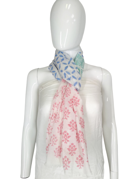 COOL COTTON NARROW WIDTH SCARF pink and blue