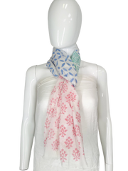 COOL COTTON NARROW WIDTH SCARF pink and blue
