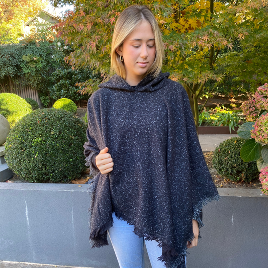 Hooded Poncho - Black