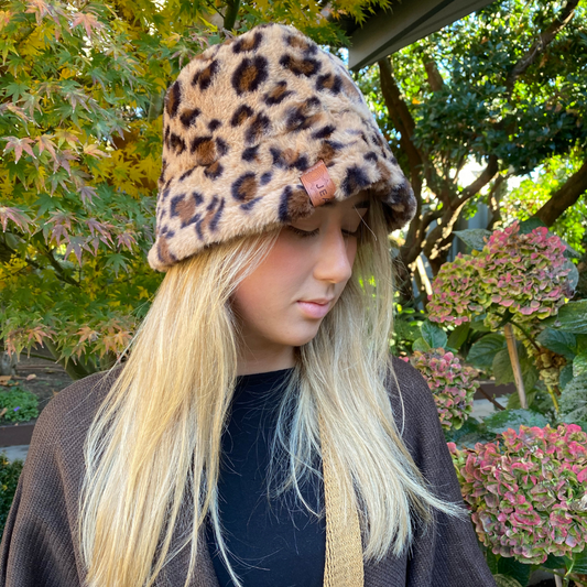 Faux Fur Bucket Hat - Animal Print