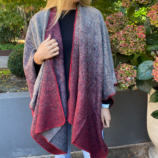 Reversible Two-Toned Wrap - Burgundy/Grey