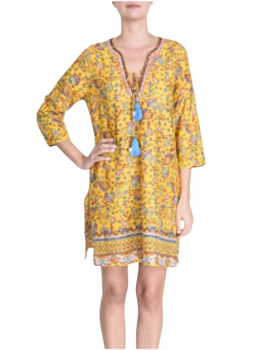 Palme Cotton Short Tunic S/M - Yellow