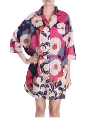 Palme Cotton Oversize Flower Shirt - Pink