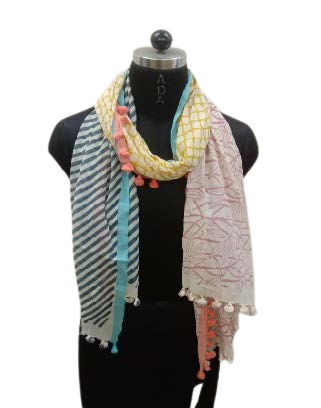 Colorful Patterned Scarf with pom pom