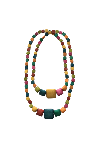 Double Twisted Cube Wooden Bead Necklace N0-824x