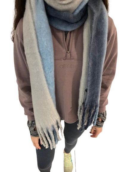 Vertical Striped Blanket Scarf - Blue Mix