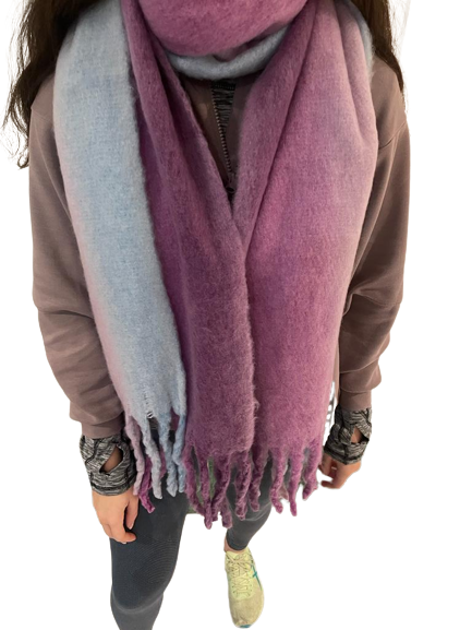 Vertical Striped Blanket Scarf - Purple Mix