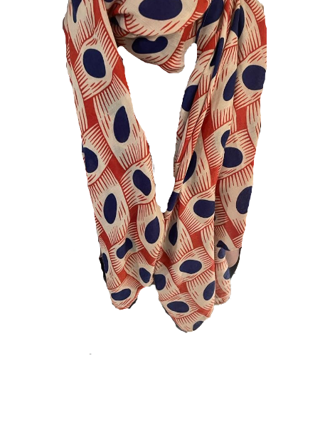 Soft Viscose Scarf - Navy/Red