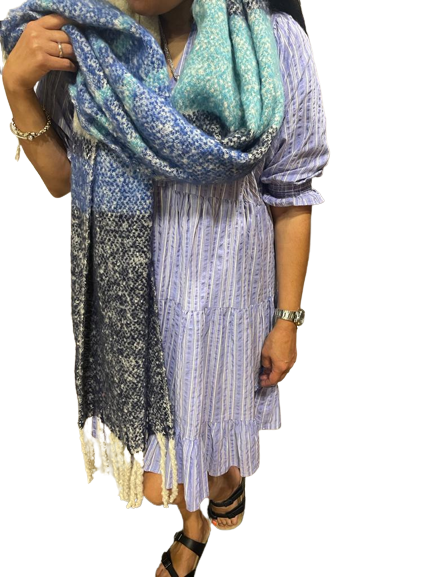 Soft Blanket Scarf - Blue