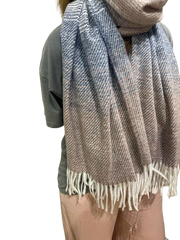 Brown and Blue Blanket Scarf