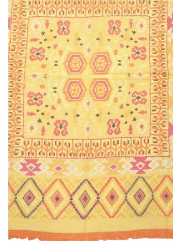 Palme Cotton Square Embroidered Fringe Scarf - 52669
