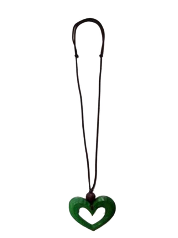 Large Open Heart Wooden Pendant Necklace N6-346