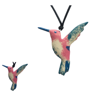 Hummingbird Wooden Pendant Necklace N6-6170