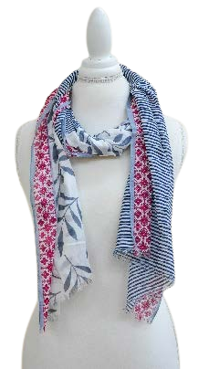 Pink and Blue Patterned Scarf
