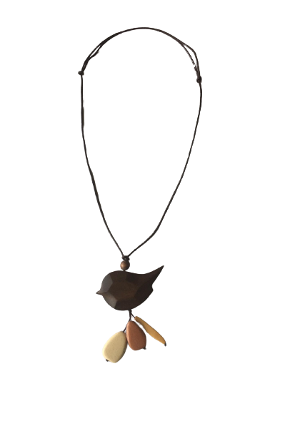 Geometrical Cut Bird Wooden Pendant Necklace N6-5713W