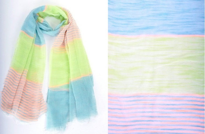 POLYESTER SCARF WITH STRIPES - VERT CLAIR