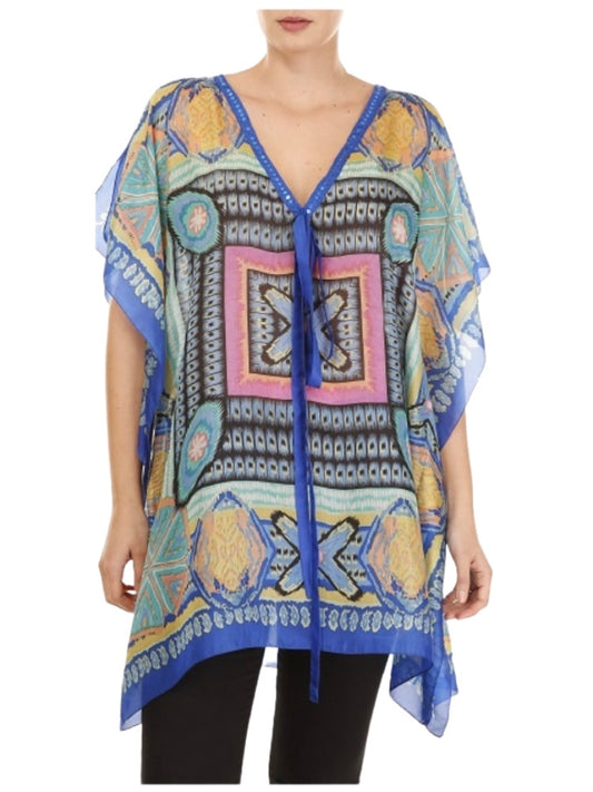 Palme Silk Kaftan - Blue