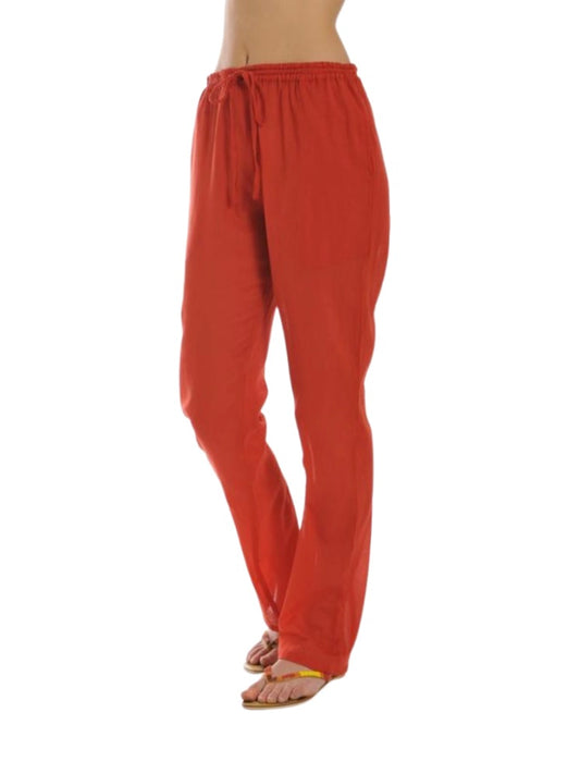 Palme Cotton Pant Smocked Waist + Pockets - Red