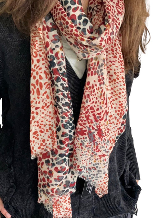 Viscose Animal Print Scarf - Grey Oj