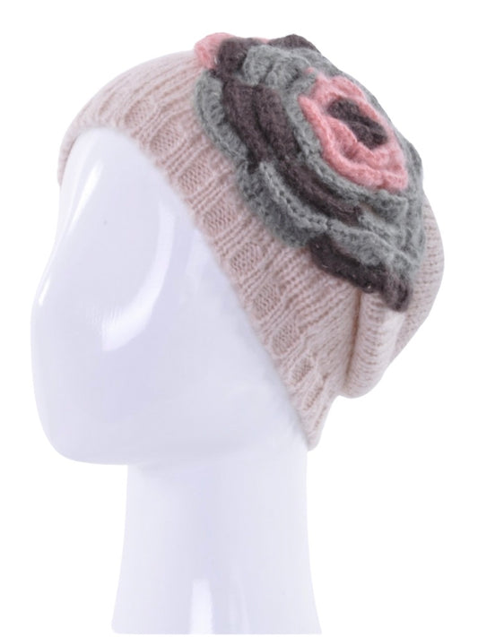 Palme Knitted Flower Beanie - Light Pink