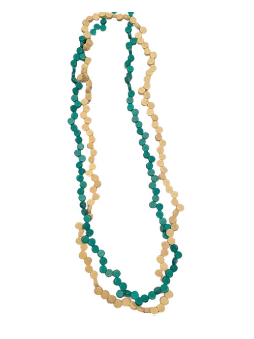 2-Coloured and Layered Wooden Bead Necklace N6-2650TAY