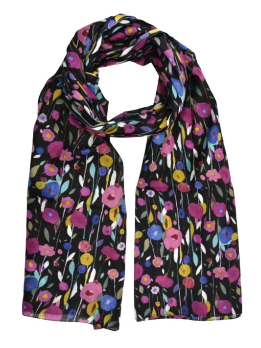 Palme Cotton Flower Scarf - Dark Blue