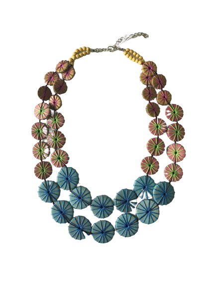 2-Layered Embroidered Wooden Beaded Necklace N6-5729FCE