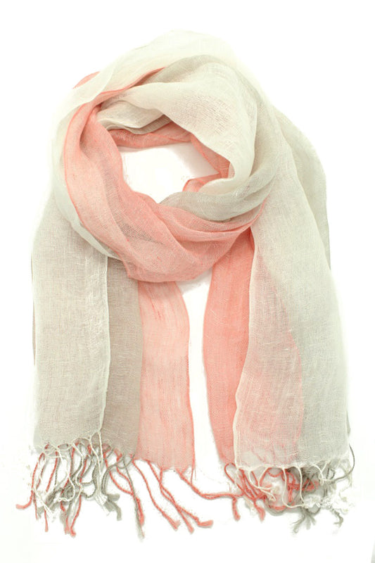 LINEN SCARF 3 VERTICAL Colors - Rouge Clair