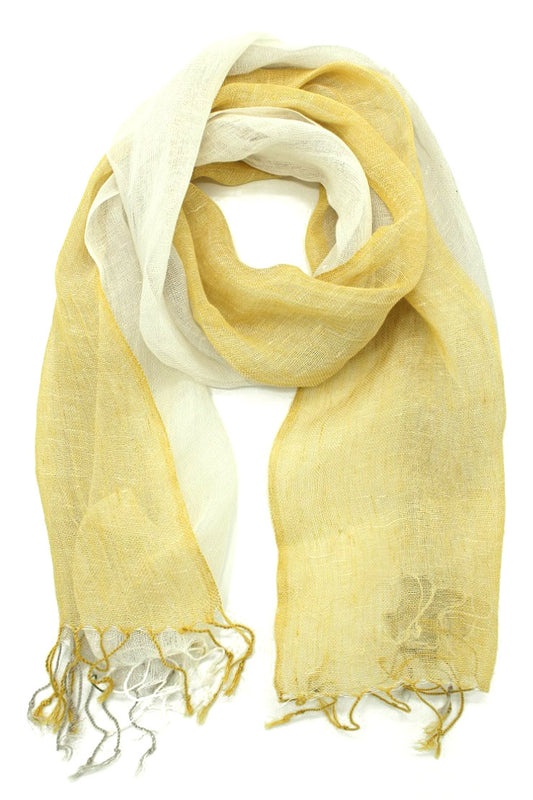 LINEN SCARF 3 VERTICAL Colors - Jaune Fonce