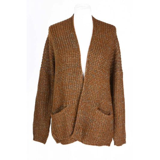 Orange Fonce Knitted Acrylic Cardigan