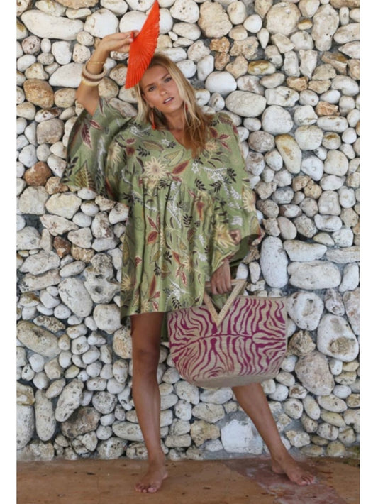 Palme Viscose Print Kimono L/XL - Light Green