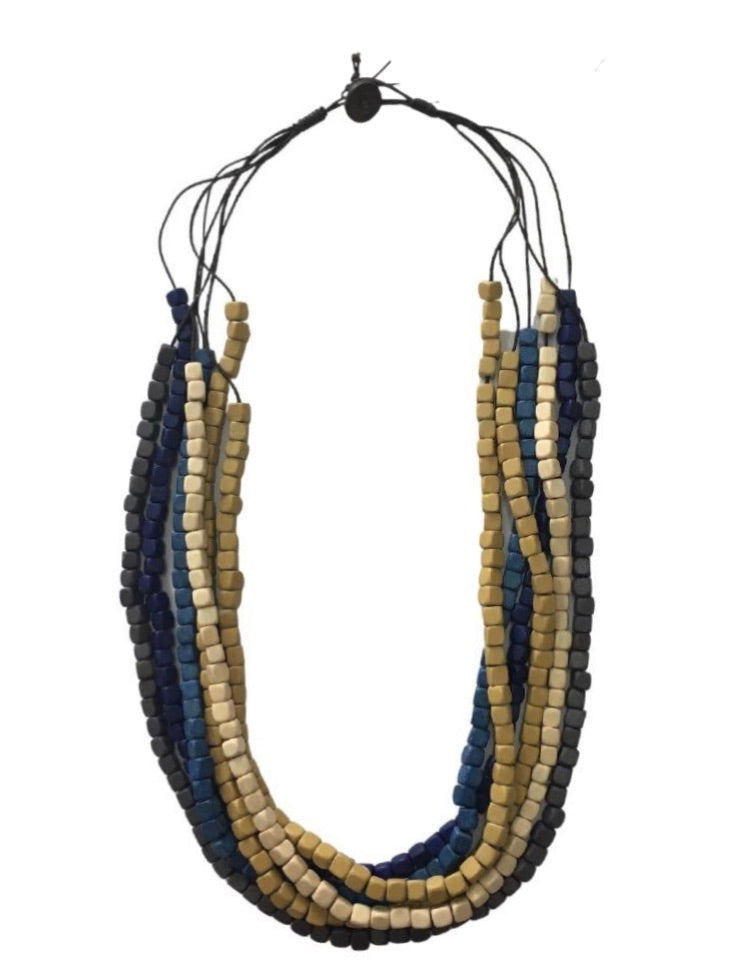 Chunky-Layered Wooden Beaded Necklace N6-3645