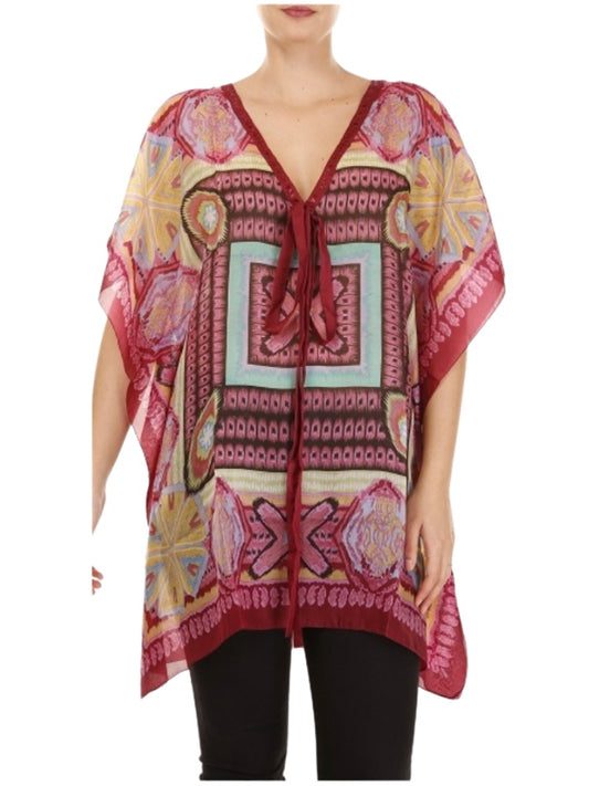 Palme Silk Kaftan - Pink