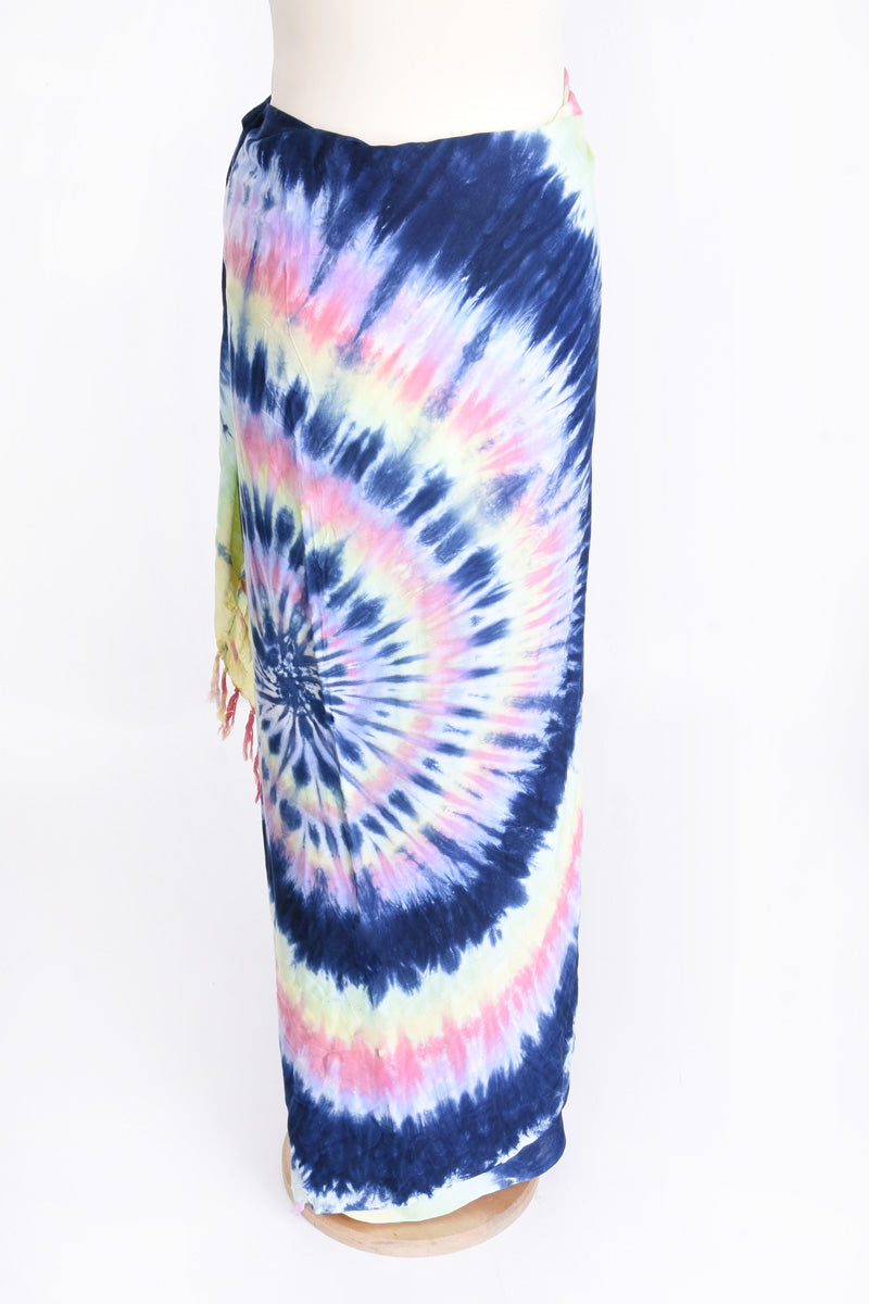 HANDMADE TYE DYE VISCOSE SARONG - Bleu Fonce