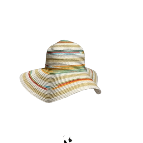 Tye Dye Striped Floppy Hat - Blanc