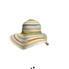 Tye Dye Striped Floppy Hat - Blanc