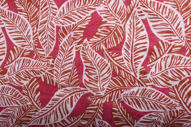 Large Coloured Leaves Cotton Scarf 63444