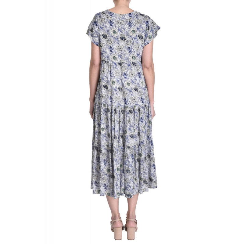 Viscose Maxi Dress "V" Neck - Bleu Clair
