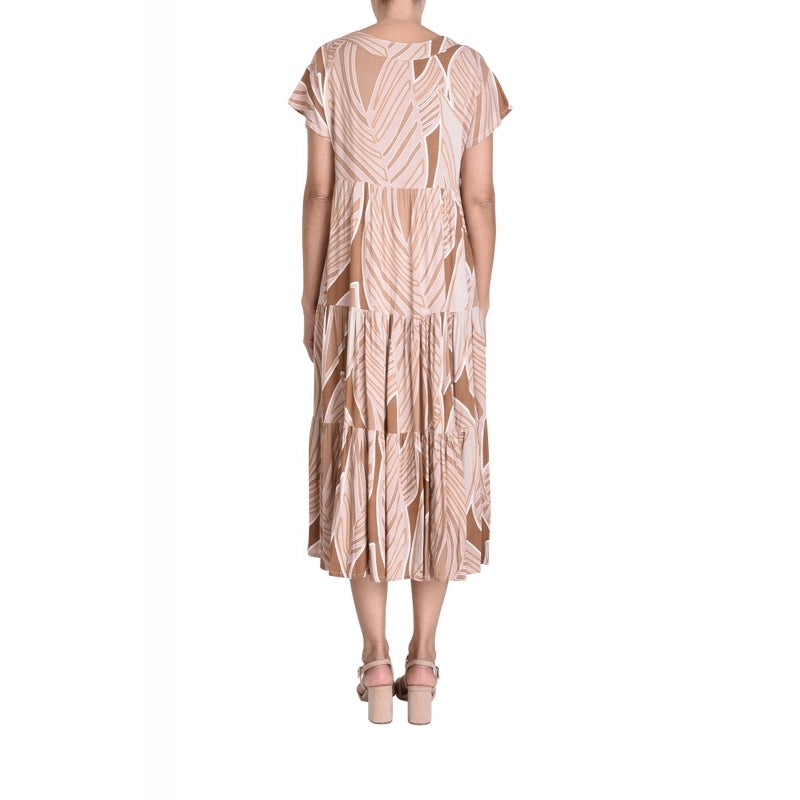 Viscose Maxi Dress "V" Neck - Marron Clair