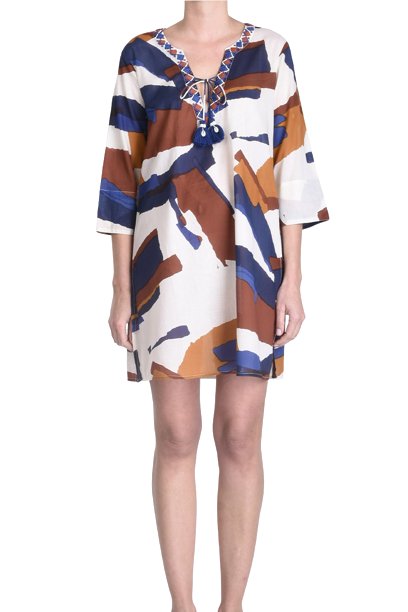 Cotton Tunic 3/4 Sleeves - Multi Fonce