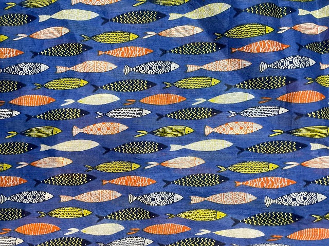 Sardine Decorated Cotton Scarf 63870