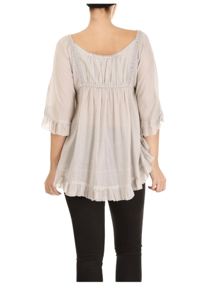 Palme Cotton Swing Top - Beige