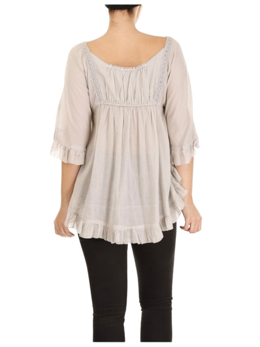 Palme Cotton Swing Top - Beige