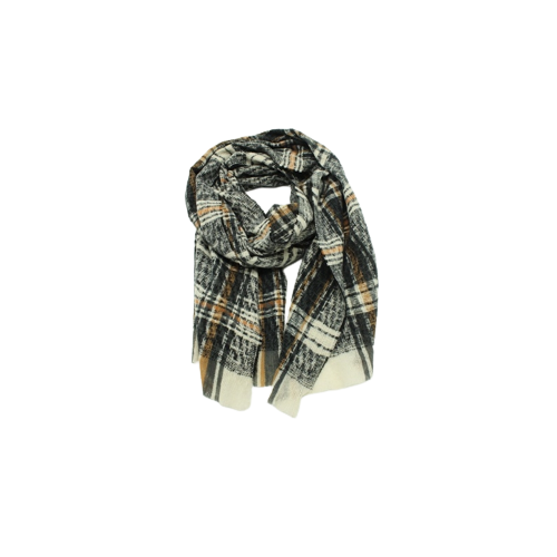 Soft Check Blanket Scarf - Noir