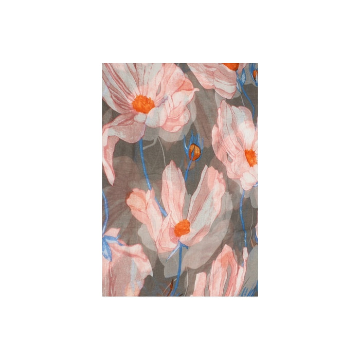 Floral Viscose Print Scarf - Gris Fonce